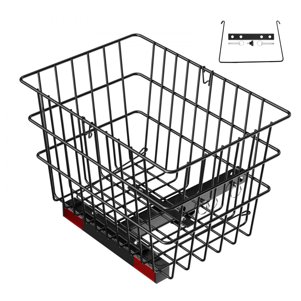 VEVOR Elektromobil Hinterkorb, 39x30x30 cm, Gepäckkorb Seniorenmobil, funktioniert mit 2,54 cm Empfänger, faltbarer Metalldrahtkorb, kompatibel mit den meisten Mobilitätsrollern Mobilitätshilfe