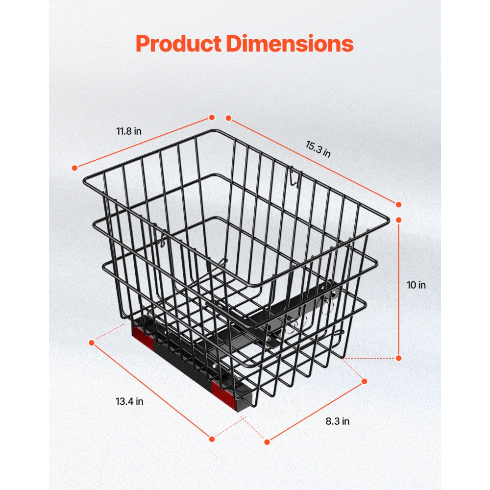 VEVOR Electric Mobility Scooter Rear Basket, 39x30x30 cm, Luggage Basket for Mobility Scooters, Works with 2.54 cm Receiver, Foldable Metal Wire Basket, Compatible with Most Mobility Scooters, Mobility Aid
