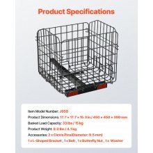 VEVOR Heckkorb Korb hinten Elektromobil Seniorenmobil Mobilitätshilfe 45x45x39cm