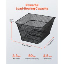 VEVOR Fahrradkorb hinten Hinterradkorb Gepäckträgerkorb Abdeckung 39x31x21cm