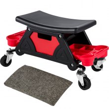 VEVOR Werkstatthocker 136 kg, Fahrbarer Werkstatt Rollsitz 45,7 x 40,6 cm, Werkstattsitz mit Rollen und Ablagen, KfZ Werkstatthocker, Montagehocker Autowerkstatt / Garage / Werkstätten / Zuhause