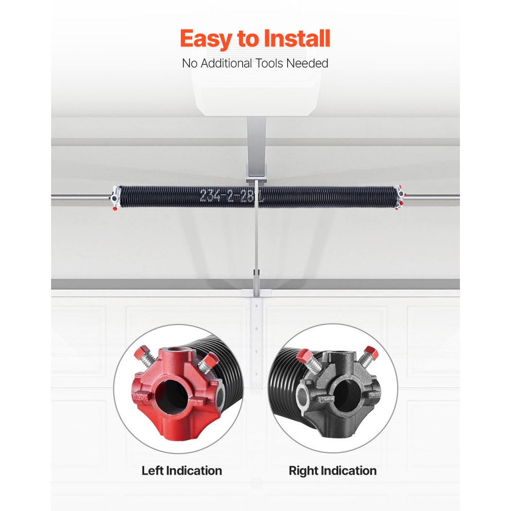 VEVOR Torsion Springs for Garage Doors (Φ 5.94 x Φ 50.8 x 711 mm) 16000 cycles, black coated, replacement, garage door springs with non-slip winding rods, gloves, and mounting wrench