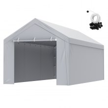 VEVOR Carport Garagezelt, oben + Seitenwand 3 x 6 m, Garagenzelt-Unterstandplane, wasserdicht und UV-geschützt, einfache Installation mit Spanngurten, weiß (Rahmen nicht im Lieferumfang enthalten)