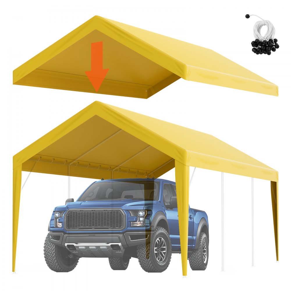 VEVOR Carport-Garagenzelt, 3 x 6 m, Garagendachzelt, wasserdicht und UV-geschützt, einfache Installation mit Spanngurten, beige (nur Dachabdeckung, Rahmen nicht im Lieferumfang enthalten)