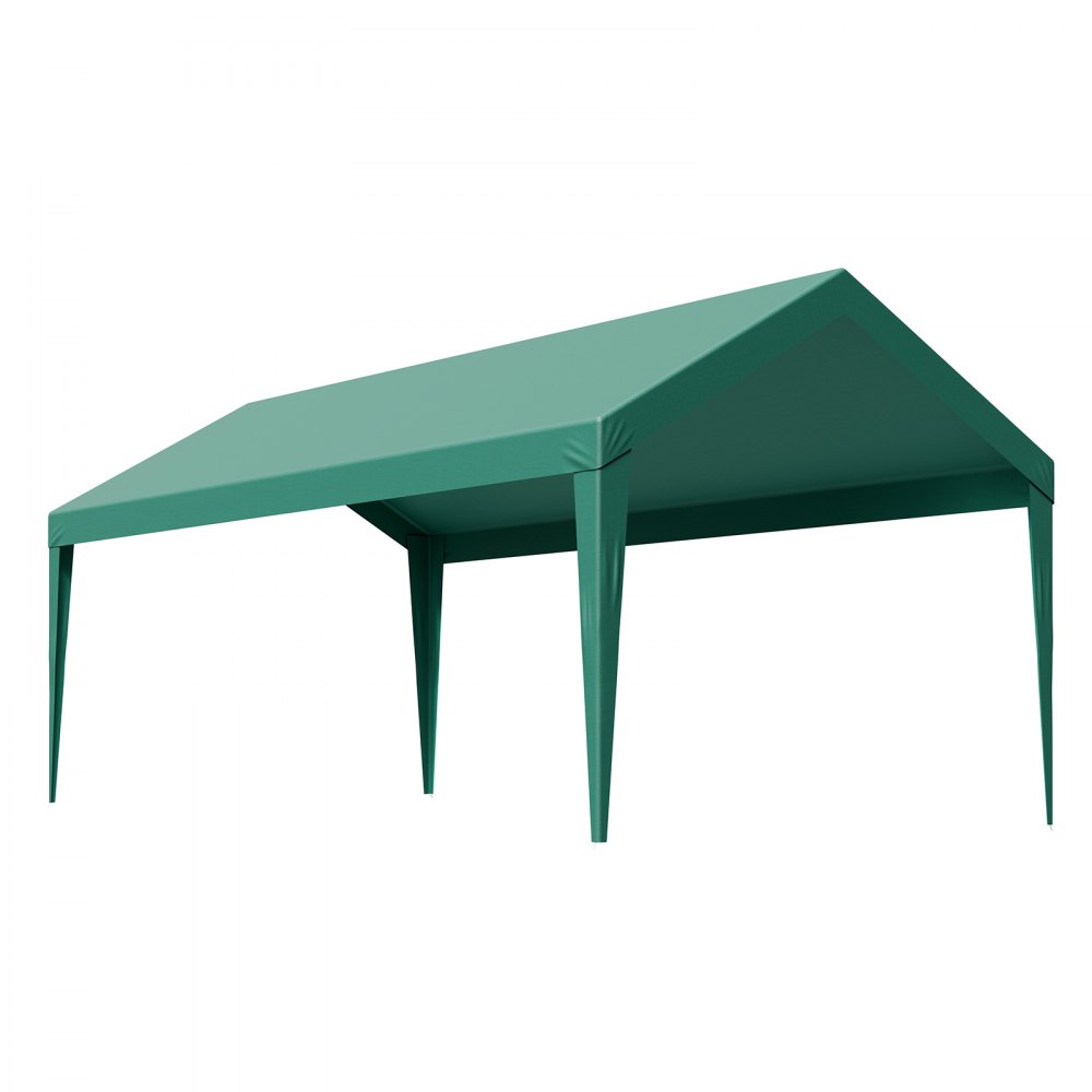 VEVOR Carport Replacement Canopy, 3 x 6 m Potable Garage Tent Top Tarp, UV-Resistant & Waterproof Car Shelter Tarp, Heavy Duty Car Port Cover with Ball Buggees, Dark Green, Frame Not Included