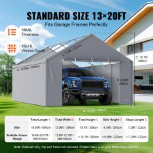 VEVOR Carport-Garagenzelt Seitenwand, Garagenzelt-Unterstandplane, strapazierfähig, wasserdicht und UV-geschützt, grau (Oberteil und Rahmen nicht im Lieferumfang enthalten)