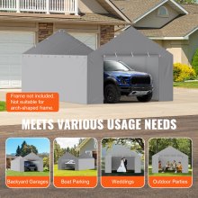 VEVOR Carport-Garagenzelt Seitenwand, Garagenzelt-Unterstandplane, strapazierfähig, wasserdicht und UV-geschützt, grau (Oberteil und Rahmen nicht im Lieferumfang enthalten)