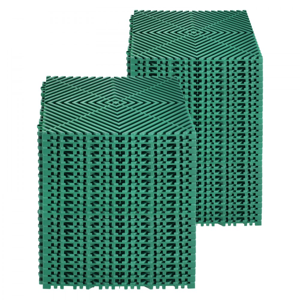 VEVOR ineinandergreifende Drainagematte Duschmatte 31 x 31 cm modulares ineinandergreifende Bodenmatten, 50 Stk. Spleiß-Drainagematten, rutschfeste Drainage-Bodenfliesen, für Garage Garten Grün