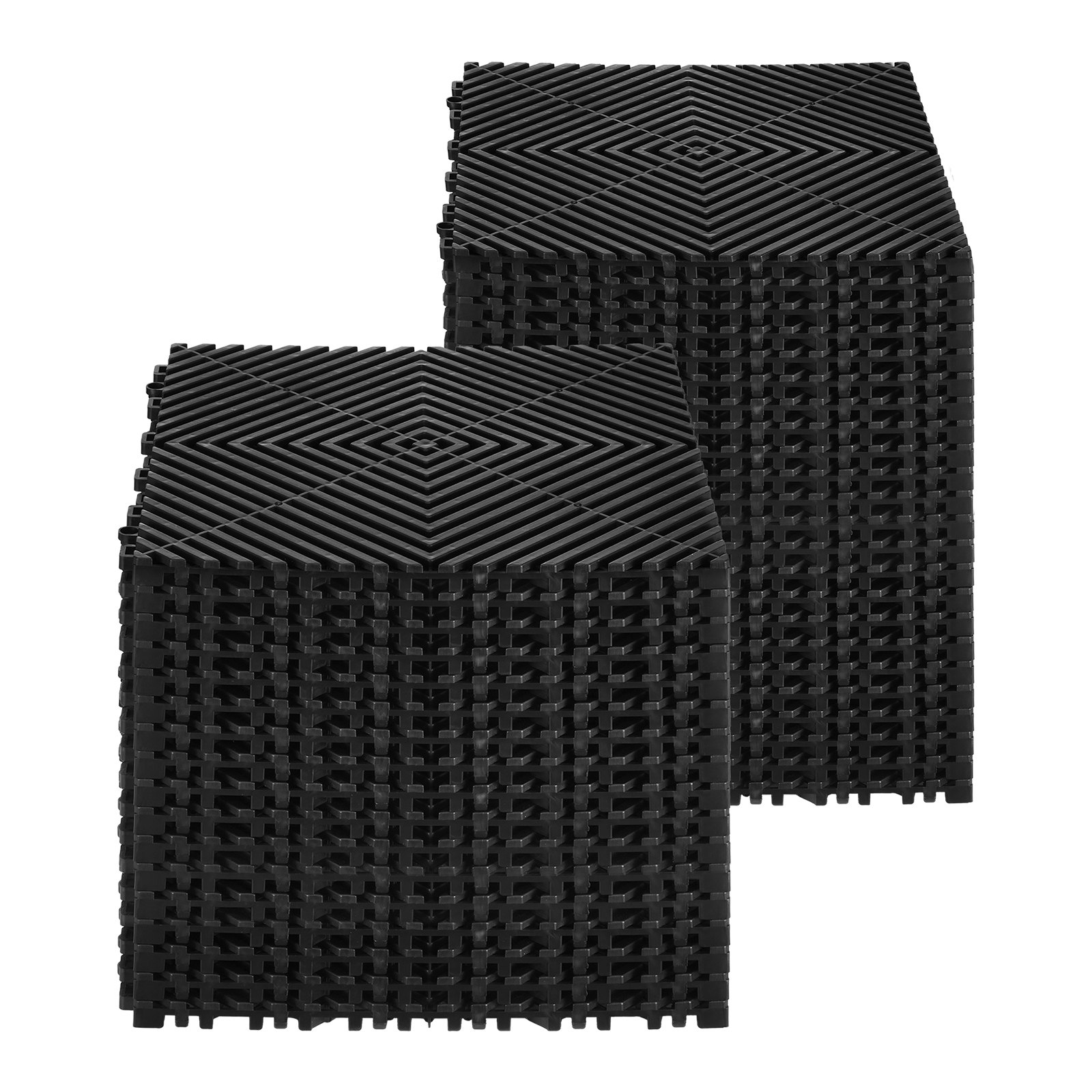 VEVOR Interlocking Drainage Mat Shower Mat 31 x 31 cm Modular Interlocking Floor Mats, 40 Pieces, Spliced ​​Drainage Mats, Non-Slip Drainage Floor Tiles, for Garage Garden Black