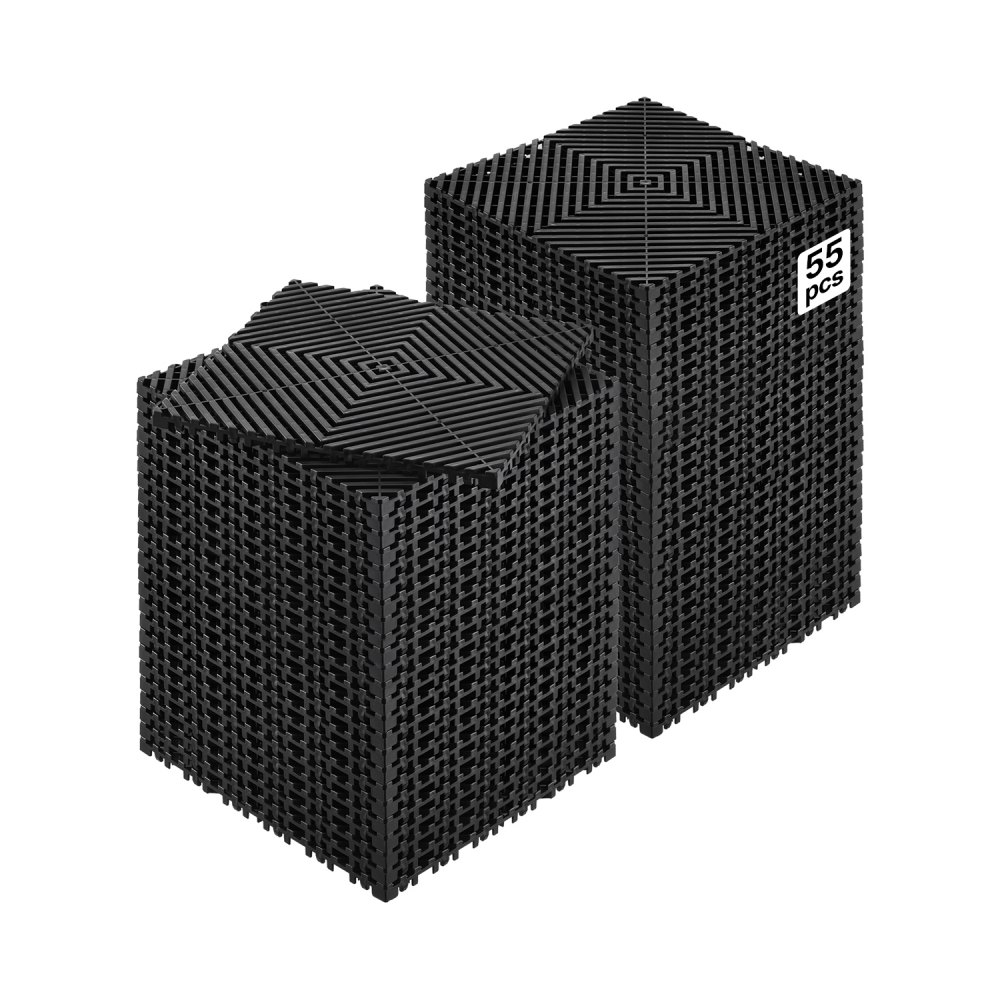 VEVOR ineinandergreifende Drainagematte Duschmatte 31 x 31 cm modulares ineinandergreifende Bodenmatten, 55 Stk. Spleiß-Drainagematten, rutschfeste Drainage-Bodenfliesen, für Garage Garten Schwarz