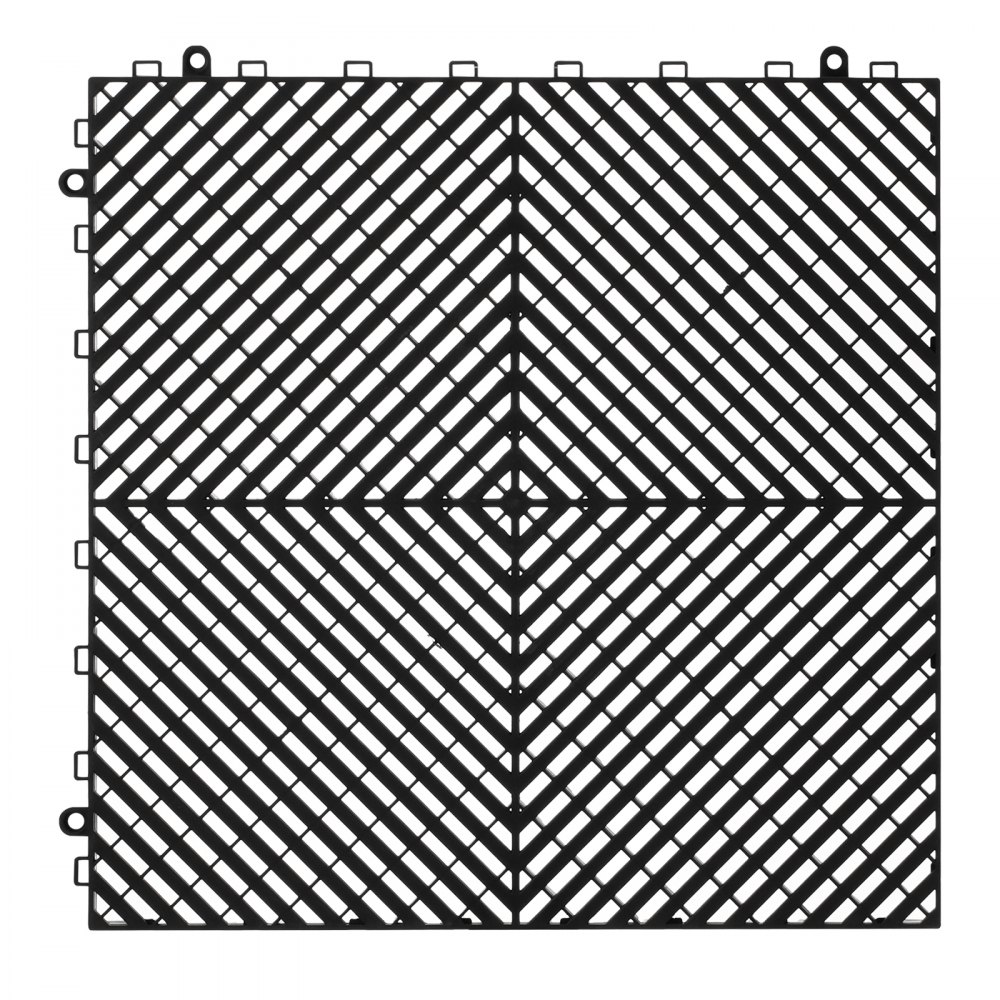VEVOR 24 x ineinandergreifende Drainagematte Duschmatte 415 x 415 mm modulares ineinandergreifende Bodenmatten 17,6 mm dicke Drainagematten, rutschfeste Drainage-Bodenfliesen, für Garage Schwarz