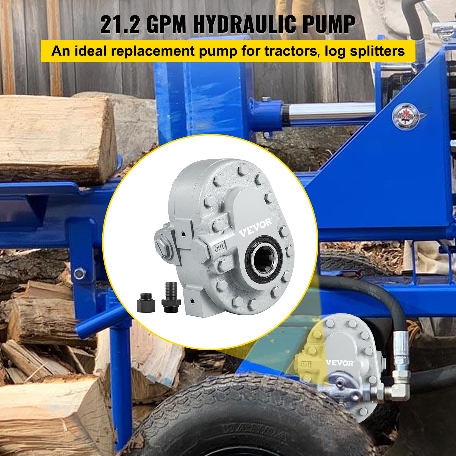 VEVOR Hydraulikpumpe 21,2 GPM Hydraulikmotor 540 U/min Holzspalter 2250 PSI Hydraulikspalter SAE 12 Auslassanschluss Hydraulikpumpe für Holzspalter für LKW-Heckklappenhebebühne, Scherenhebebühne, Kipp