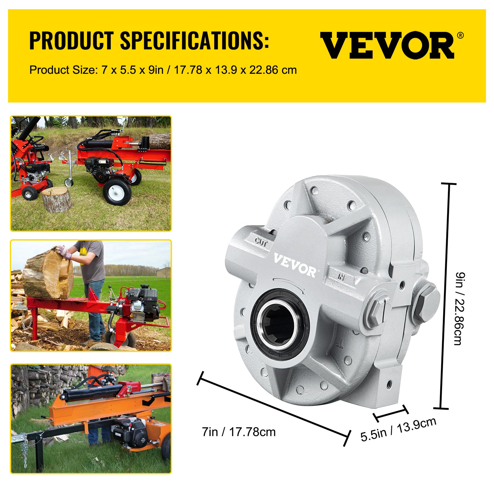 VEVOR Hydraulikpumpe 21,2 GPM Hydraulikmotor 540 U/min Holzspalter 2250 PSI Hydraulikspalter SAE 12 Auslassanschluss Hydraulikpumpe für Holzspalter für LKW-Heckklappenhebebühne, Scherenhebebühne, Kipp