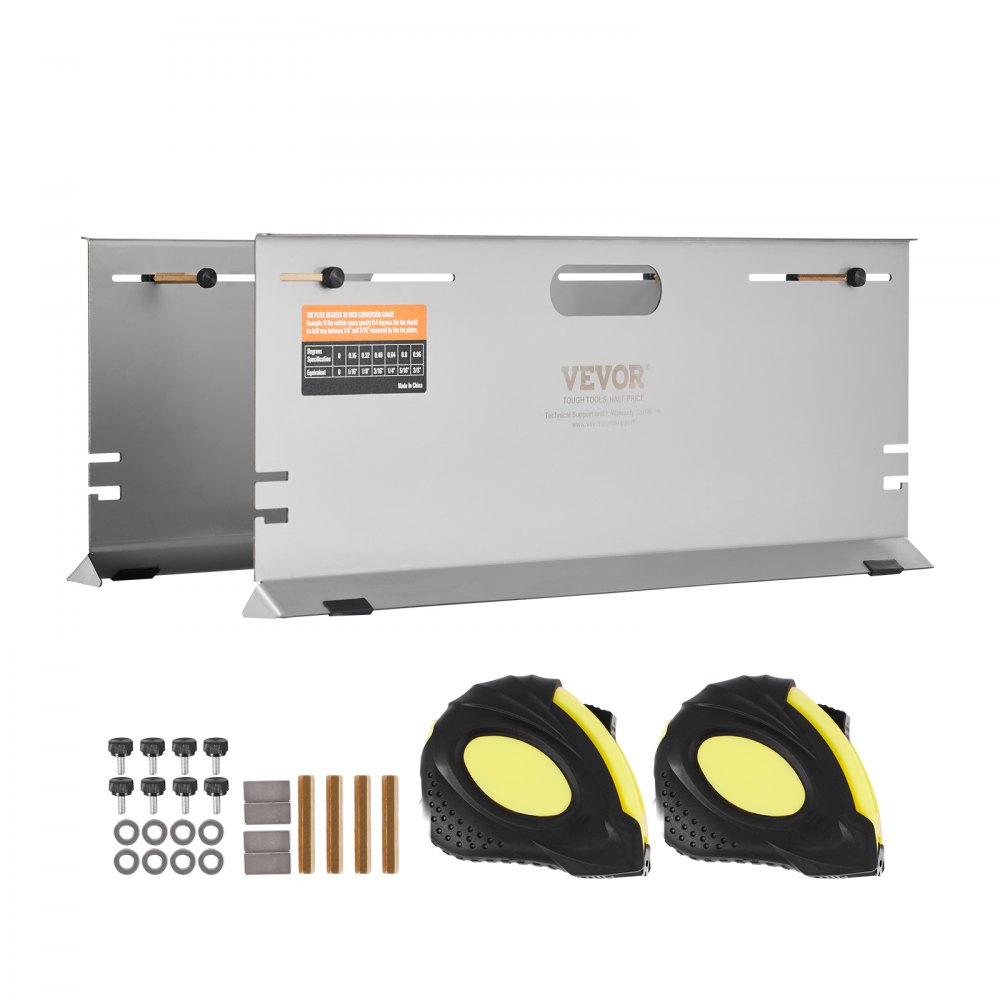 VEVOR Achsmessgerät, 2er-Pack Achsmessplatten, Edelstahl-Spurwinkelmessplatte, 4 Ausrichtstangen & Magnetische Schlitze, inkl. Messbänder & Umrechnungstabelle
