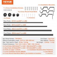 VEVOR Gardinenstangen Innenlauf 2-Läufig, 92-183cm Gardinenstangen 13,6kg Tragfähigkeit Verstellbar mit Abgerundetem Kopf & Halterung - Dekorative Fenster für Wohnzimmer Schlafzimmer Fenster / Schwarz