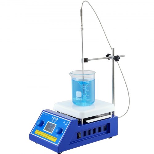 VEVOR Magnetrührer-Heizplatte, Max. 300 °C, 0–2000 U/min Heizplatte, 5000 ml Heizplattenrührer mit LED-Bildschirm, Stützständer und Rührstäbe im Lieferumfang Enthalten, 500 W Heizleistung