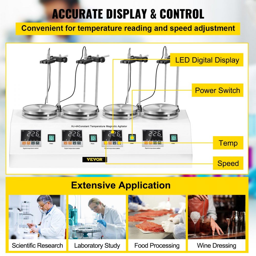 4 Units Head Magnetrührer Kochplattenmischer Multi Unit Thermostatic Efficient