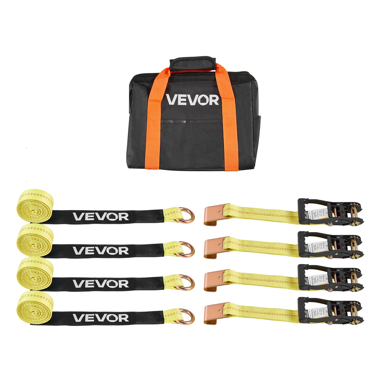 VEVOR Radspanngurt Befestigungsgurt (50,8 x 3048 mm) mit flachem Haken & 4540 kg Zugfestigkeit & 1512 kg Tragfähigkeit, Motorrad-Spannsystem Radsicherungsgurt Reifengurt für SUVs Anhänger Gelb