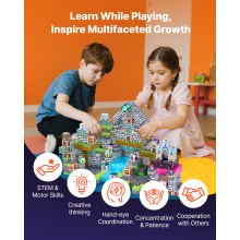 VEVOR Magnetische Bausteine, 100-teiliges Friedhofs-Zombie-Set, Magnetblöcke, STEM Montessori-Spielzeug als Weihnachts- & Geburtstagsgeschenk, Konstruktions-Stapelspielzeug, ab 3 Jahren