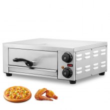 VEVOR Kommerzieller Pizzaofen Backofen 305mm Edelstahl Elektrisch 2 Drehknöpfe