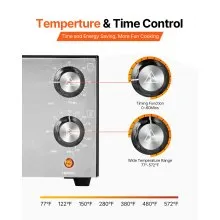 VEVOR elektrischer Pizzaofen für 305 mm Pizza 1450 W Pizzabackofen bis 300 °C, Pizzamaker mit Zeit- und Temperaturregelung, Pizzabackmaschine Pizzamaschine multifunktional Grillofen Schwarz