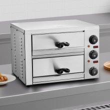 VEVOR Kommerzieller Pizzaofen Backofen 305mm Edelstahl Elektrisch 3 Drehknöpfe