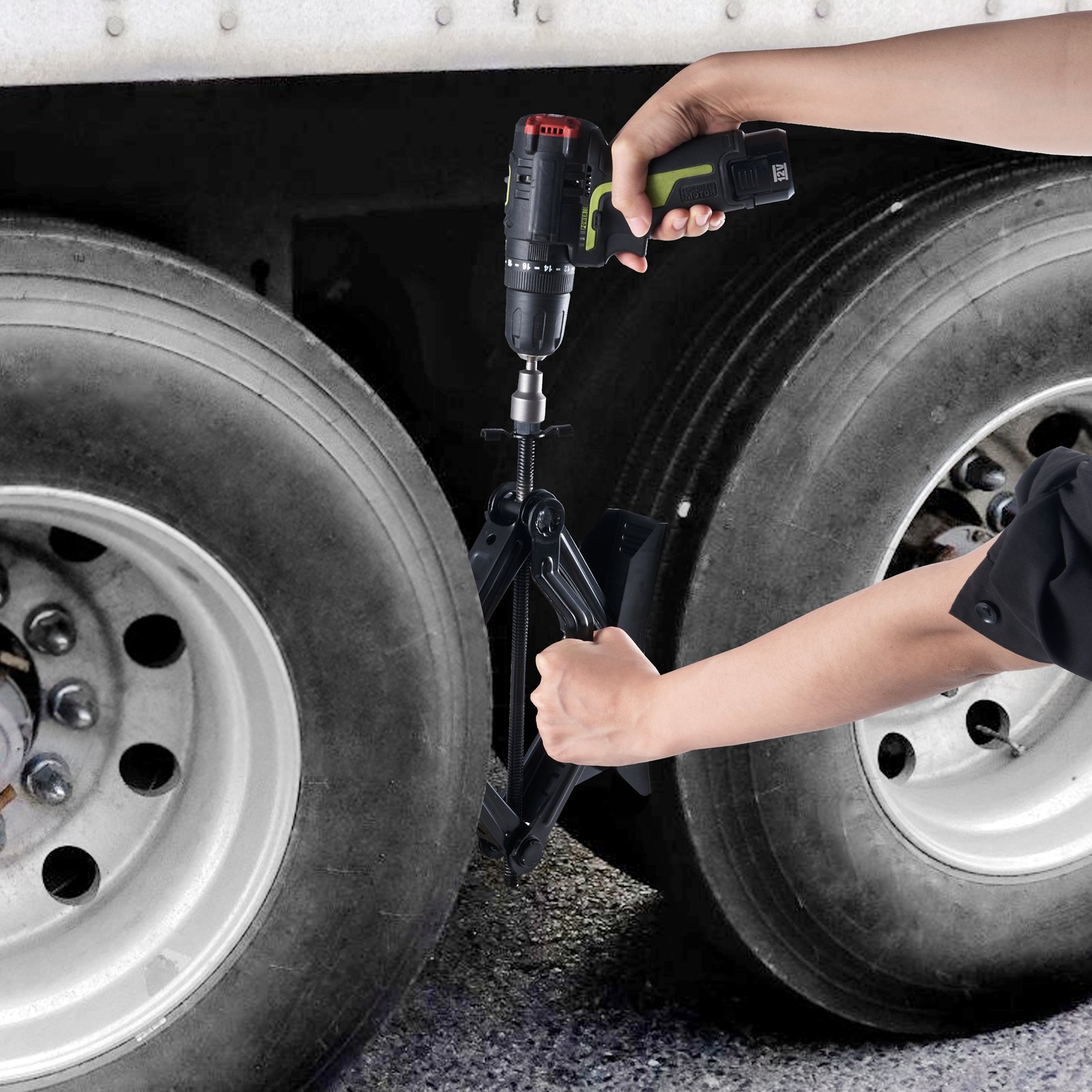 VEVOR Camper-Unterlegkeile-Stabilisator, robuster H-förmiger RV-Reifenblockierkeil, integrierter Schraubenschlüssel passend für 3,5" bis 12" Reifenfreiheit, 2 Sätze Camper-Unterlegkeile mit Ratschenschlüssel für Wohnmobil-Reiseanhänger