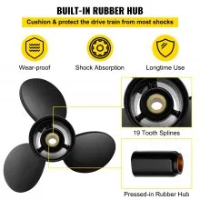 VEVOR Außenbordpropeller, Ersetzt OEM 3817468, 3-Blatt-Aluminium-Bootspropeller mit 36,8 x 48,3 cm, Kompatibel mit Volvo Penta SX-Antrieb aller Modelle, mit 19-Zahn-Keilverzahnung, Rechts