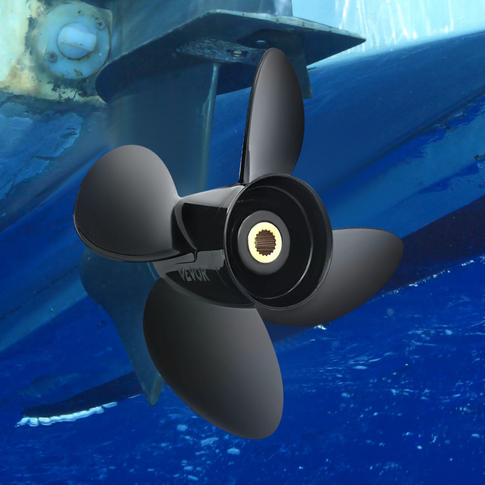 VEVOR Außenbordpropeller, Ersatz für OEM 3587522, 4-Blatt 14-1/4 Zoll x 19 Zoll Pitch Aluminium-Bootspropeller, kompatibel mit Volvo Penta SX-Antrieb aller Modelle, mit 19 Zahnverzahnungen, Rechts