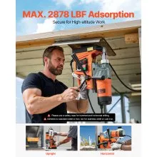 VEVOR Magnetbohrmaschine 1450 W Motor, 2 Zoll Bohrdurchmesser, 2878 lbf tragbare elektrische Magnetbohrmaschine, mit 6 Kernbohrern, Bohrmaschine für Metalloberflächen, Heimwerkerbereich