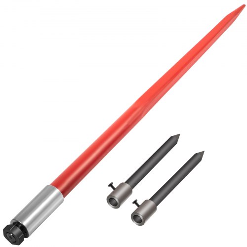 VEVOR Frontladerzinken  49" Ballenzinken3000 lbs Kapazität, Ballengabel Zinken, Rot beschichtete Ballen Gabeln, Ballengabel frontlader mit 2 Stabilisator Spears
