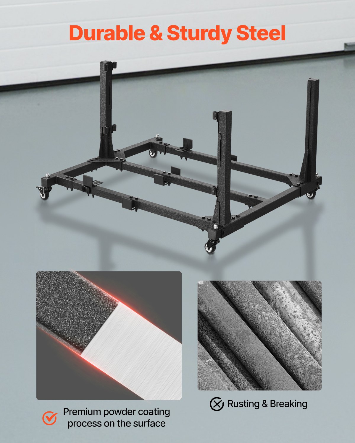 VEVOR Jeep Door Storage Cart (Suitable for 4 Doors) Mobile, Stable Car Door Holder Cart, Fits Jeep Wrangler JK JKU JL Gladiator 2007-2024 Black