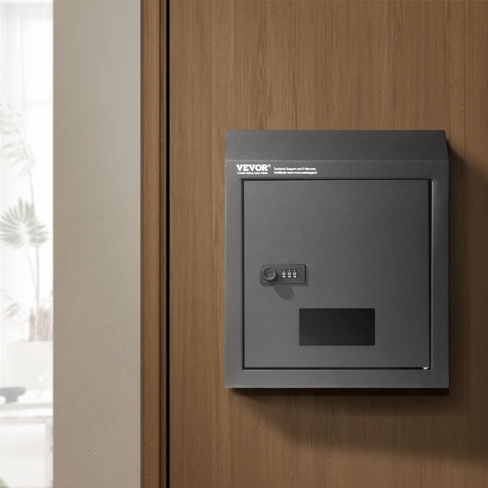 VEVOR Schlüsselkasten für die Tür, robuster Stahl-Briefkasten für die Tür mit 30,5 cm Zahlenschloss, Briefkasten, schwarz