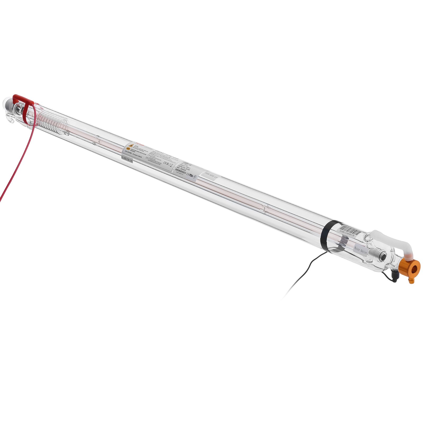 VEVOR 60 W CO2-Laserröhre, 1250 mm Länge, 55 mm Durchmesser, Borosilikatglas-Laserschneidröhre mit Metallkopf, 5000–6000 Std. Drähte vorverdrahtet für Lasergravierer, Gravur- und Schneidemaschine