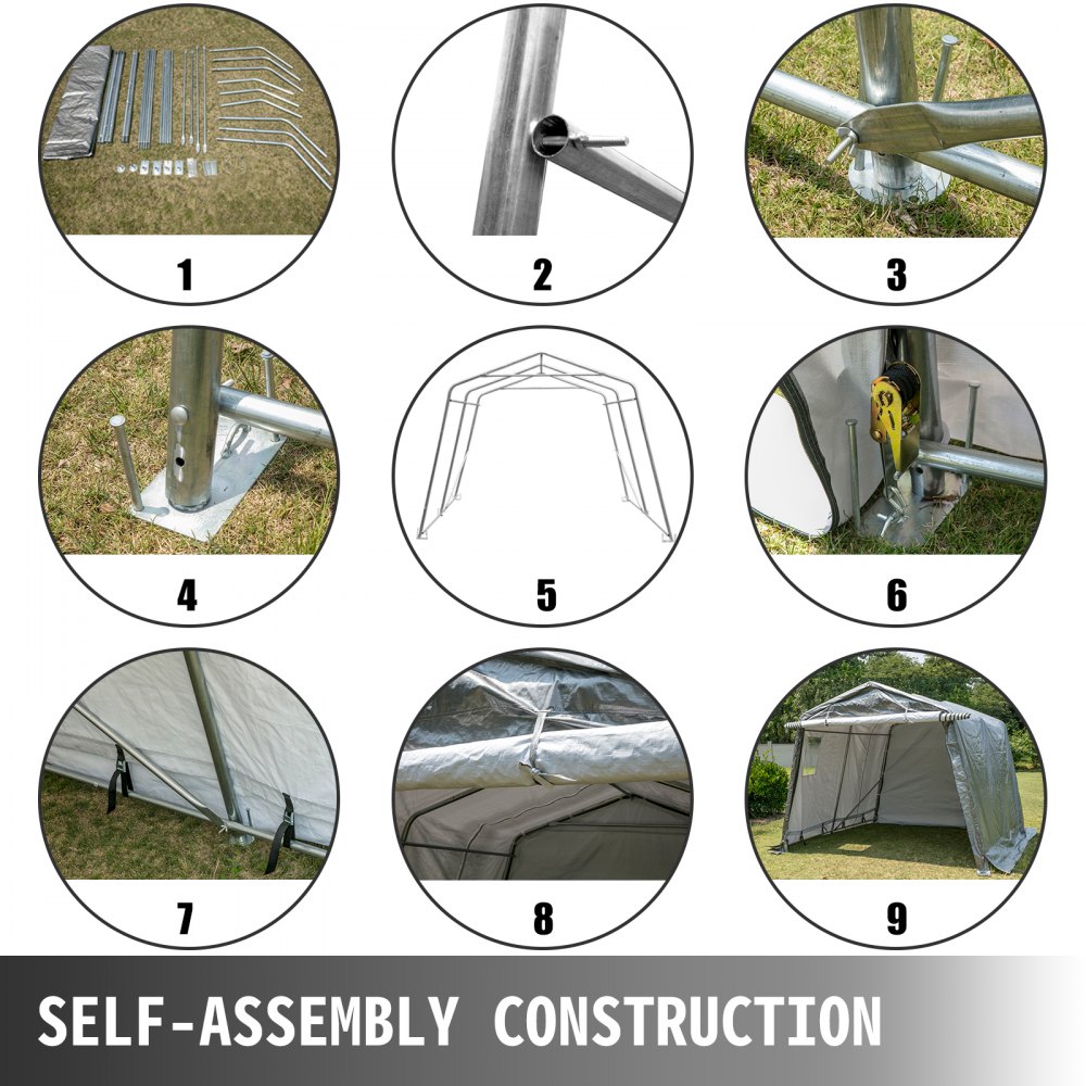 Zeltgarage Garagenzelt 2,4x2,4x2,3m Tragbar Gerätezelt Mit Pvc-fenster Lagerzelt