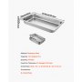 VEVOR Edelstahl Behälter 6 Stück, Speisebehälter Essens Behälter, Antihaft Teller, 537 x 330 x 65 mm kommerzieller Warmhaltebehälter für Speisen, Torten, Aufläufe, Hotelpfanne
