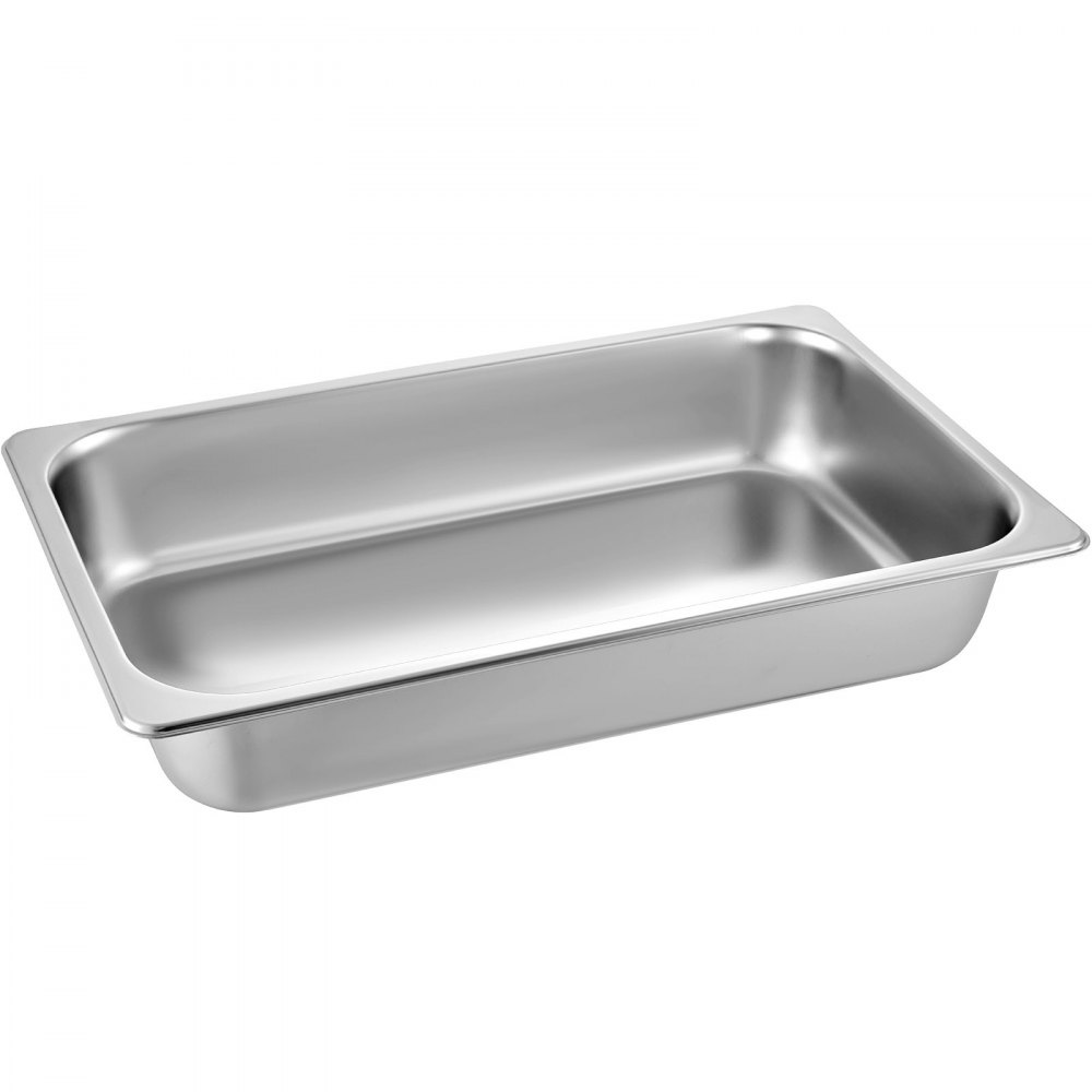 VEVOR Edelstahl Behälter 6 Stk. Speisebehälter Essens Behälter, Antihaft Teller, 537 x 330 x 90 mm kommerzieller Warmhaltebehälter für Speisen, Torten, Aufläufe, Hotelpfanne Tisch Food Pan