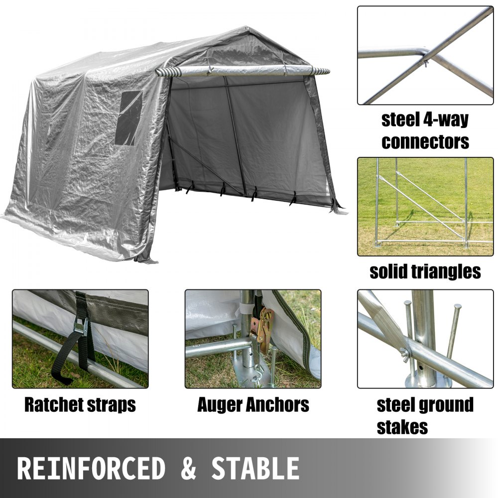Zeltgarage Garagenzelt 2,4x2,4x2,3m Tragbares Gerätezelt Mit Pvc-fenster