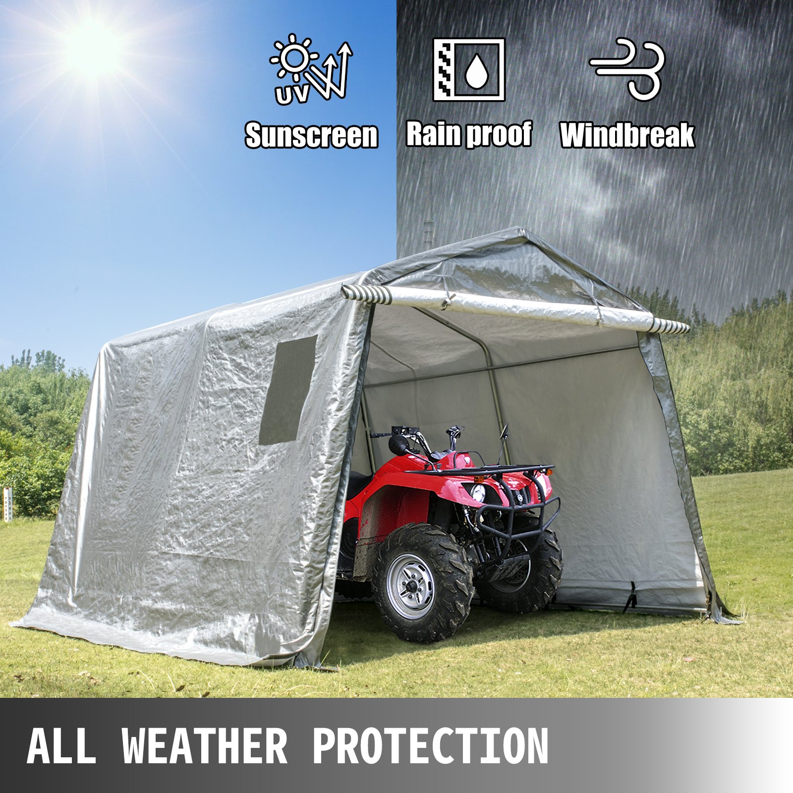 Zeltgarage Garagenzelt 2,4x2,4x2,3m Tragbares Gerätezelt Mit Pvc-fenster