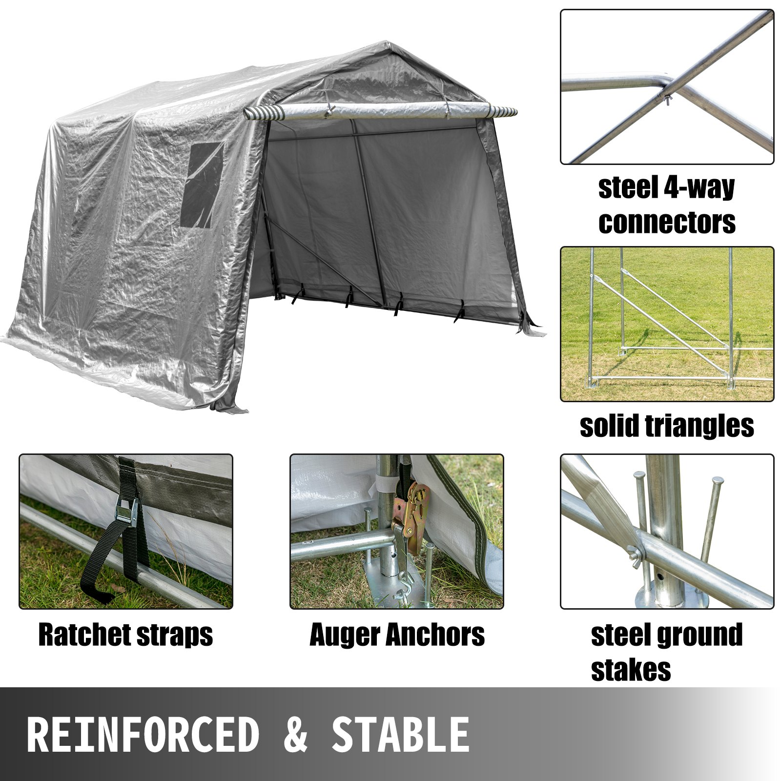 Zeltgarage Garagenzelt 2,4x2,4x2,3m Tragbares Gerätezelt Mit Pvc-fenster