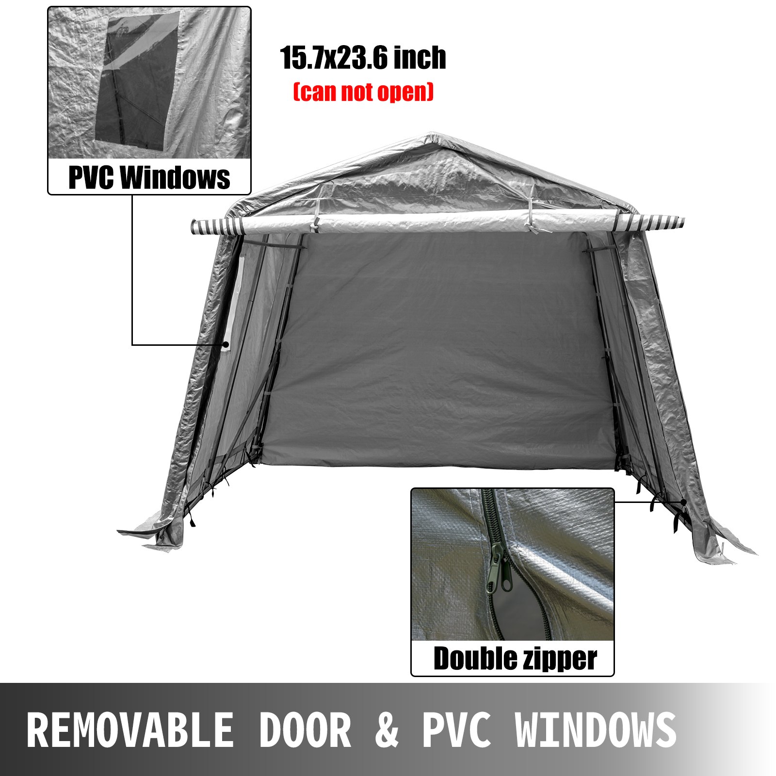 Zeltgarage Garagenzelt 2,4x2,4x2,3m Tragbares Gerätezelt Mit Pvc-fenster