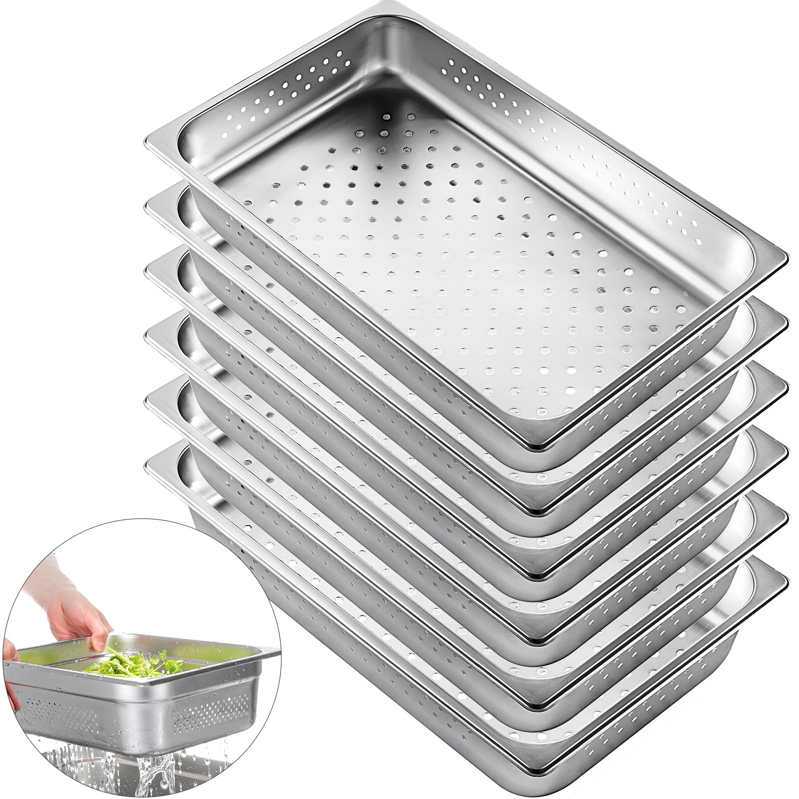 GN-Behälter 1/1 Gastronormbehälter Edelstahl Gastro Behälter 6 PCS gelocht