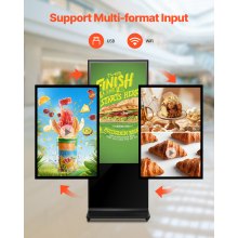 VEVOR digitaler Kundenstopper Werbedisplay Werbeaufsteller (Bildschirmgröße 140 cm), 2 K UHD LCD Bildschirm, 2 GB RAM & 32 GB ROM, Stand-Display mit WiFi HDMI/USB Eingang Touchscreen-Anzeige Schwarz
