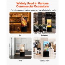 VEVOR digitaler Kundenstopper Werbedisplay Werbeaufsteller (Bildschirmgröße 140 cm), 2 K UHD LCD Bildschirm, 2 GB RAM & 32 GB ROM, Stand-Display mit WiFi HDMI/USB Eingang Touchscreen-Anzeige Schwarz
