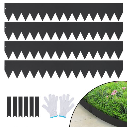 VEVOR Rasenkante 101,6 x 15,2 cm (4er-Set) Rasenkantenband aus Stahl Beeteinfassung Beetumrandung Mähkante Geeignet für Außengärten, Wege, Rasenflächen, Innenhöfe, Straßenränder und mehr