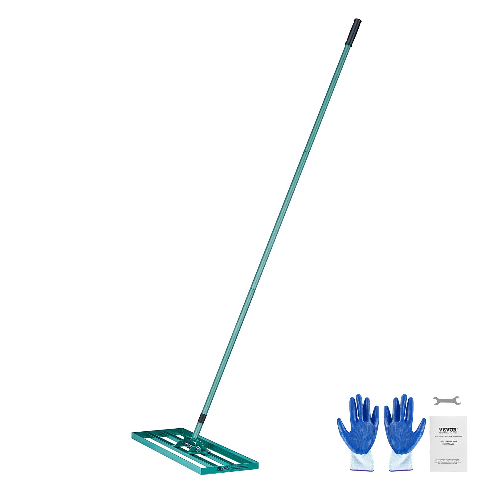 VEVOR lawn rake 760x254 mm base plate, leveling tool, aluminum alloy and Q235 steel, 1981mm pole, base plate, golf grass leveling tool for leveling sand, soil, compost and moss