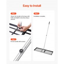 VEVOR Rasenrakel, Levelingrake mit 213 cm Griff, 914x254 mm Bodenplatte, rostbeständiger Nivellierrechen aus Karbonstahl, 3 Höhen verstellbar, Rasennivellierungswerkzeug für den Garten & Golfplätze