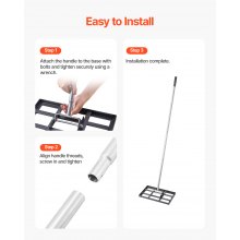 VEVOR Rasenrakel, Levelingrake mit 198 cm Griff, 431x254 mm Bodenplatte, rostbeständiger Nivellierrechen aus Karbonstahl, 5 Höhen einstellbar, Rasennivellierungswerkzeug für Hof und Golfplatz