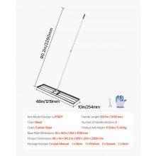 VEVOR Rasennivellierrechen, Levelingrake mit 213 cm Griff, 1219x254 mm Bodenplatte, Nivellierrechen aus Karbonstahl, 2 Höhen verstellbar, Rasennivellierungswerkzeug für den Garten & Golfplätze