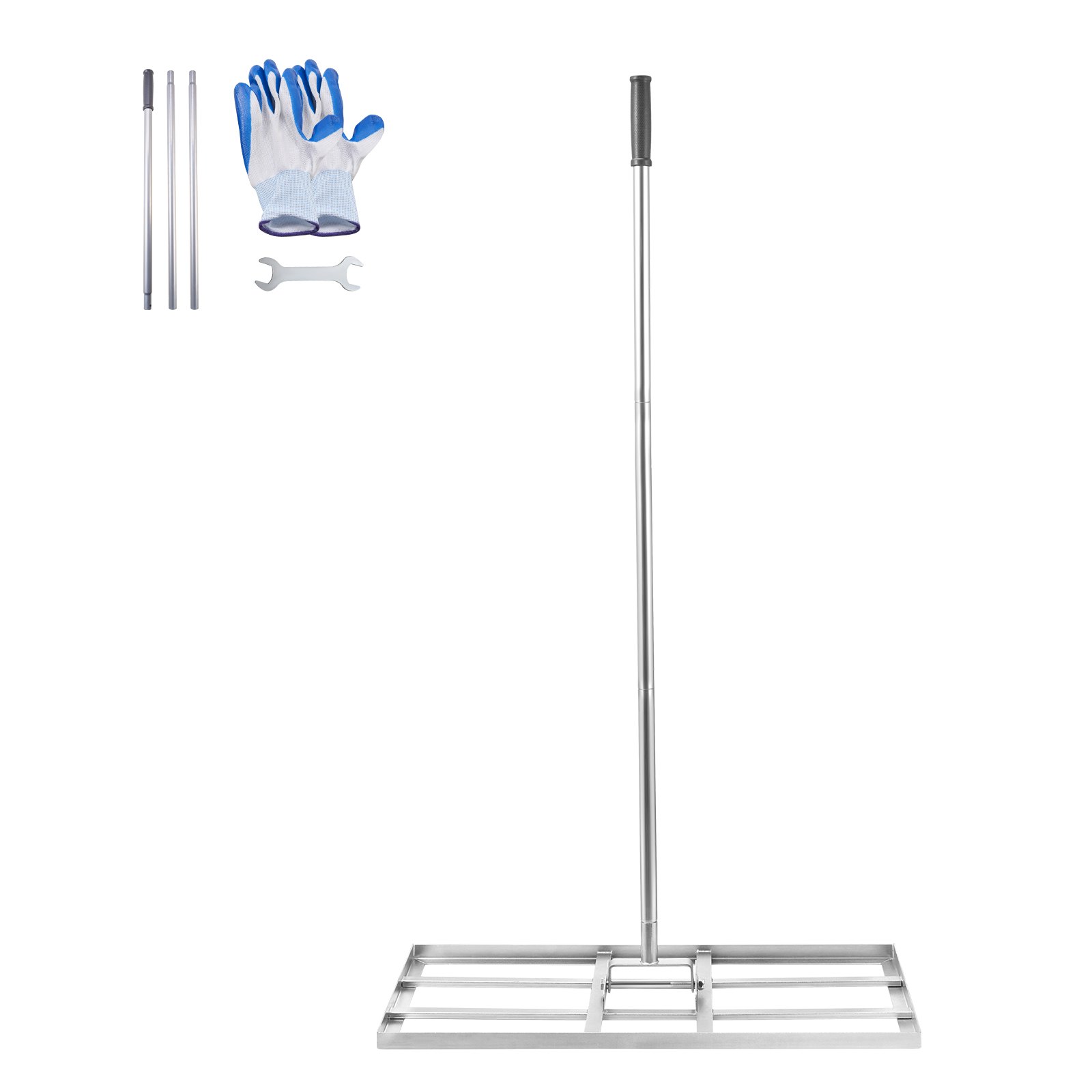 VEVOR Rasenrakel mit Stiel, 355x762mm Bodenplatte, Nivellierrechen aus Karbonstahl, Levelingrake, Rasen-Nivellierungsrechen für Rasenpflege, Rasen-Nivellierungsrechen, Hof und Golfplatz